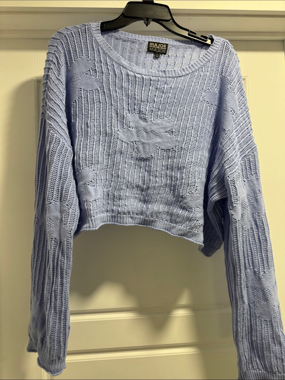 Lavender Cropped Knit Sweater Top